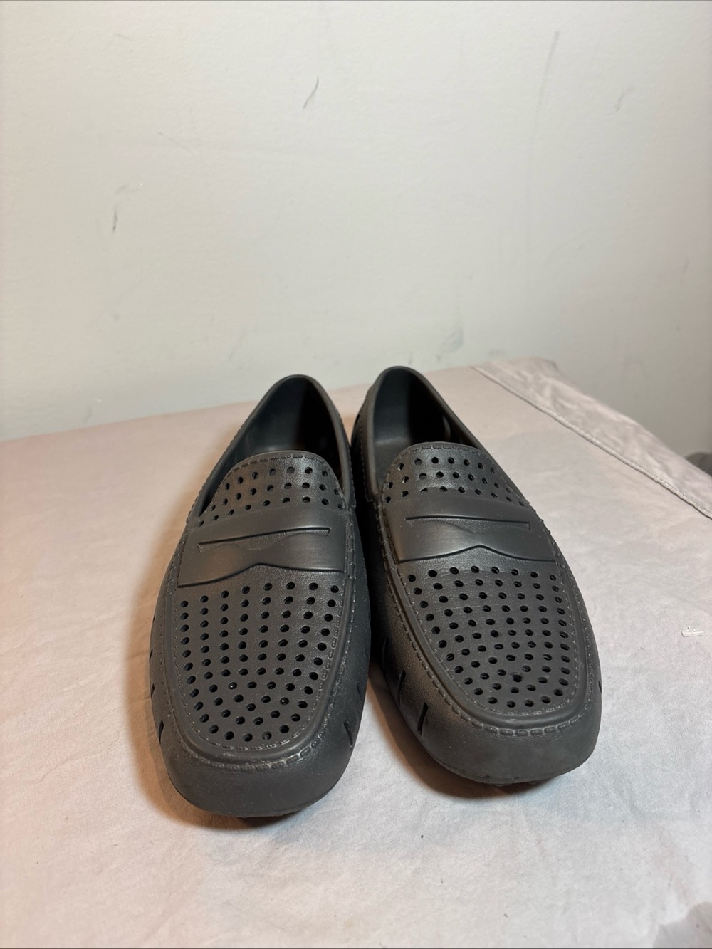 Floafers Men's Perforated Slip-On Loafers in Black